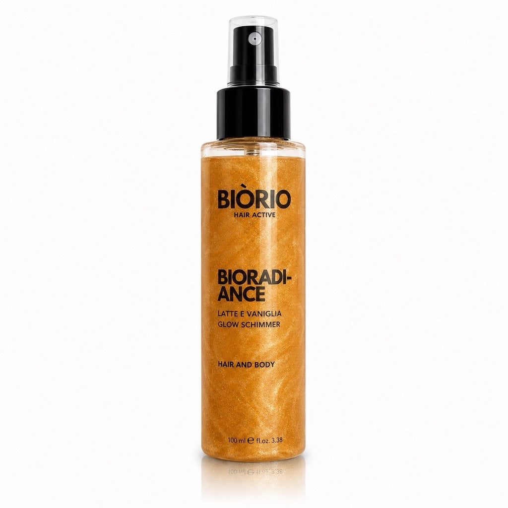 BIÒRIO Glow Shimmer Mist Corpo & Capelli Latte e Vaniglia 100 ml Edizione Limitata Effetto Glow con Micro Shimmer Visibili Di Giorno e Di Sera Formula Leggera Senza Ungere