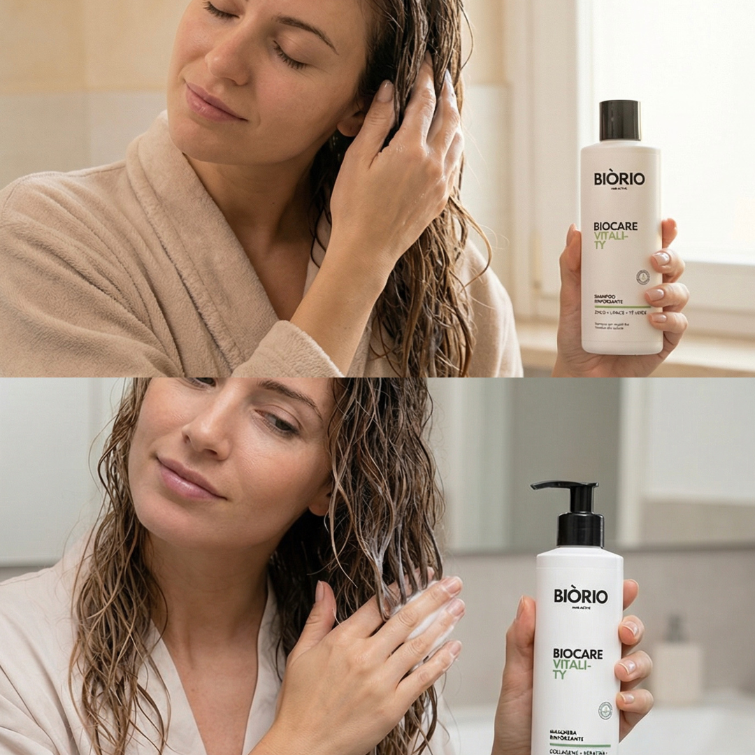 Kit Rinforzante Shampoo + Maschera per Capelli Fini e Tendenti alla Caduta  Cute Sana & Fibra Forte Biocarevitality